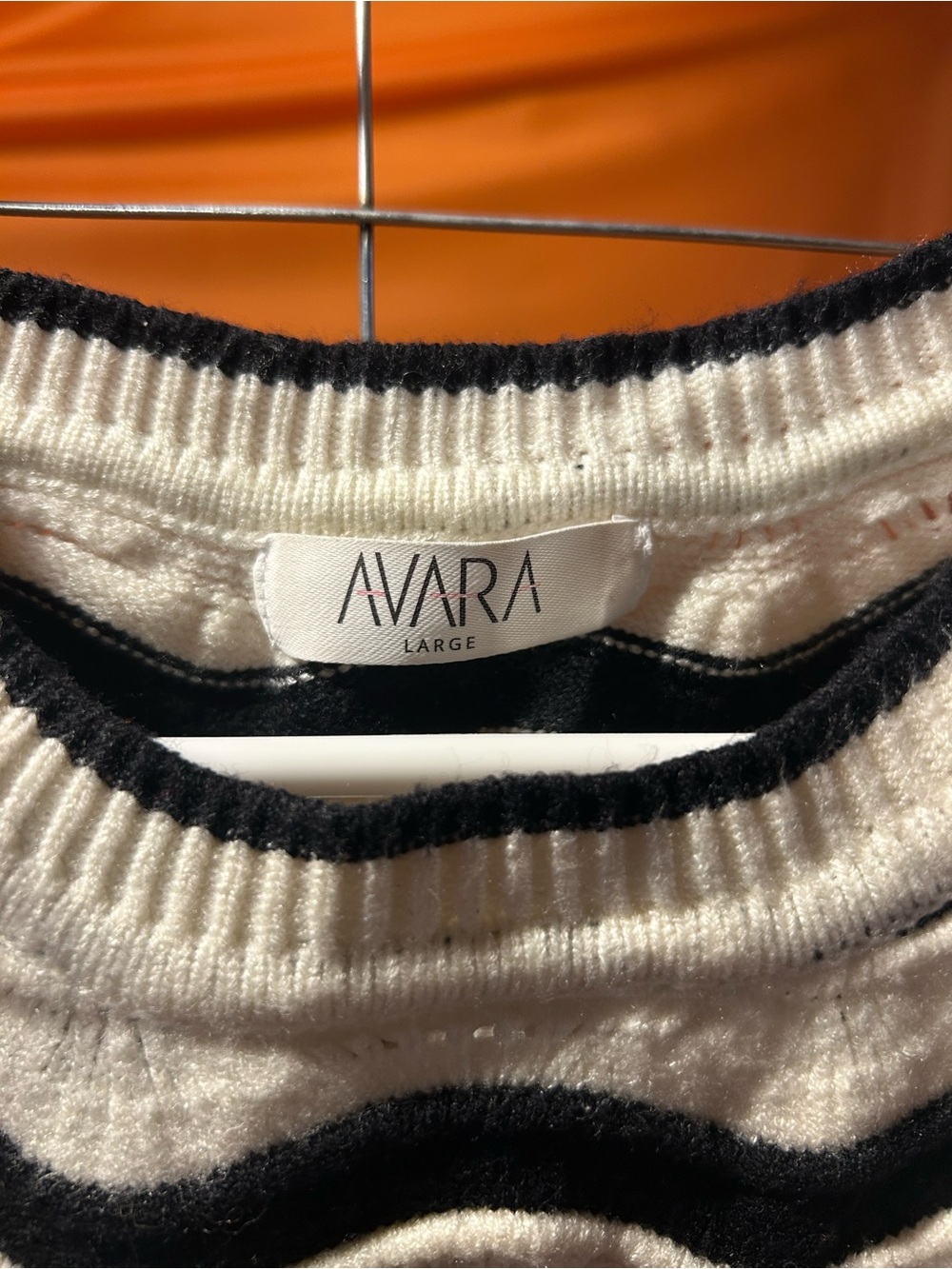 AVAVAR Black & White Wave Knit Ruffle Sleeve Top - Picture 2 of 4